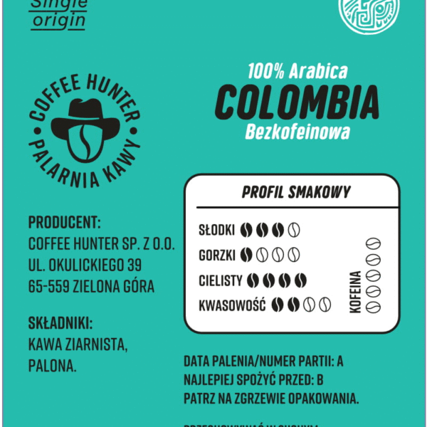 Kawa Colombia Bezkofeinowa 250g - obrazek 2