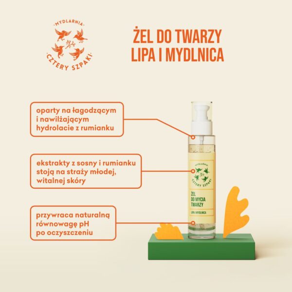 Żel do mycia Twarzy Lipa i Mydlnica - obrazek 2