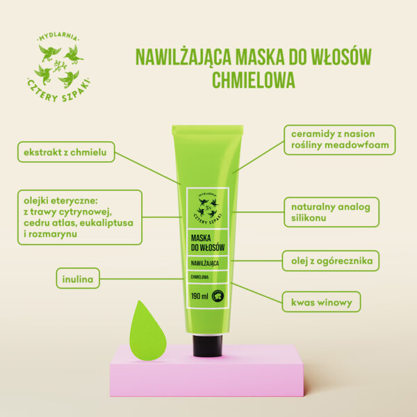 Nawilżająca maska do włosów - Chmielowa - obrazek 3