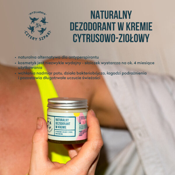 Naturalny dezodorant w kremie - cytrusowo-ziołowy - obrazek 3