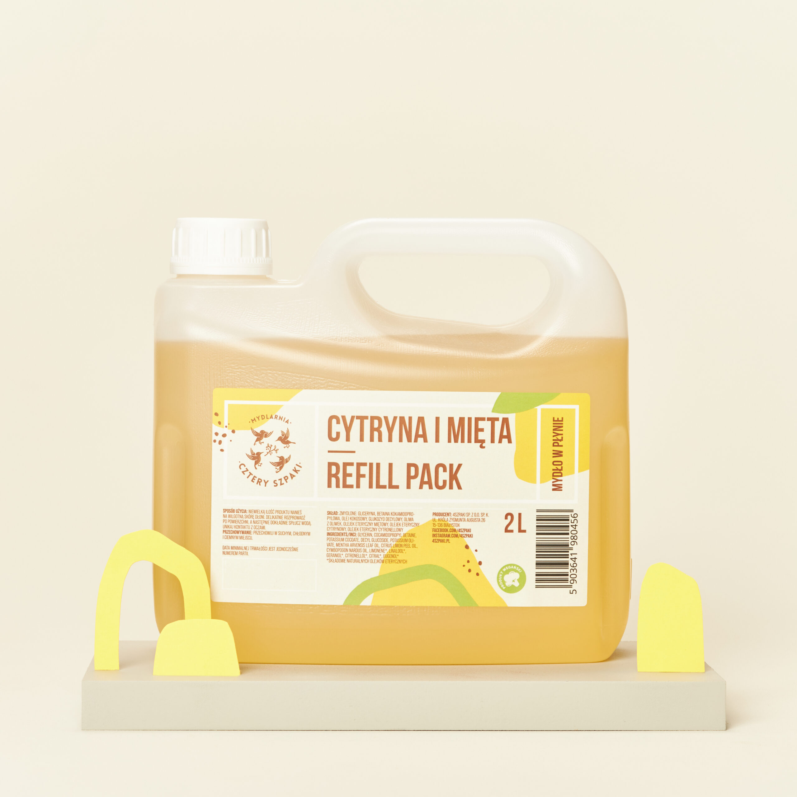 Cytryna i Mięta Refill Pack - naturalne mydło w płynie  2l